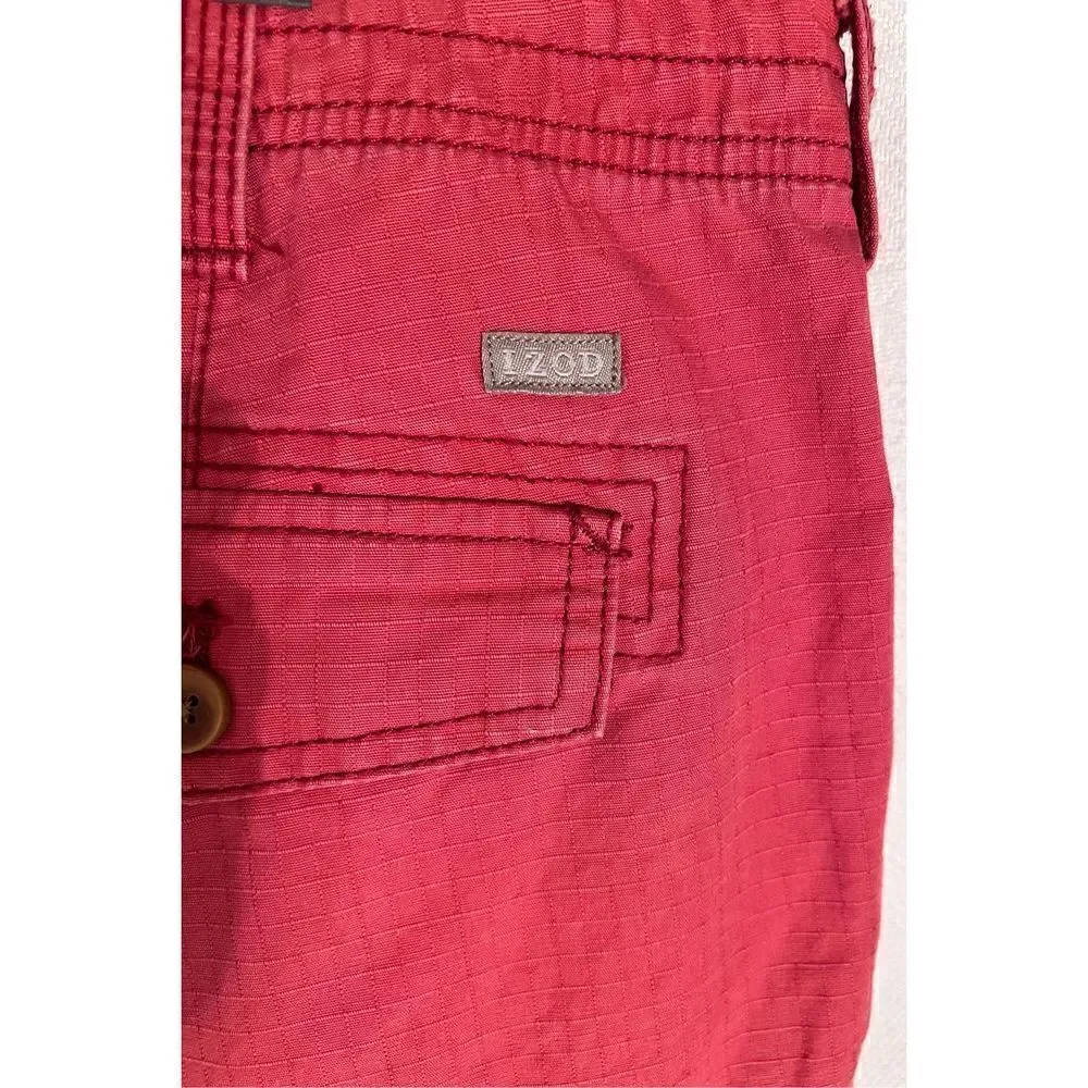 Izod Saltwater Cargo Shorts Mens 36 X 10.5 Salmon Cotton Ripstop